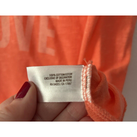 Old Navy Orange Peace Love Floral Lightweight Casual Short Sleeve Tee Large NWT - Picture 7 of 12